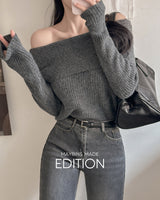 【MADE】オフショルダーリブニット