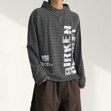 バイケン ストライプ ウォーマー フーデッド ロングスリーブ Tシャツ (3 colors)