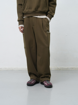 stitch cargo sweat pants - khaki        