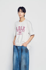 24FW オールドスクールクラックプリンティングショートスリーブTシャツライトグレー