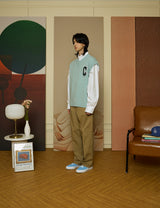 3D C Patch Sky Blue Knit Vest [Unisex]