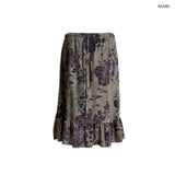 (3color) Rose Velvet Frill Midi Skirt