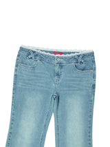 LACE BOOTCUT DENIM PANTS BLUE