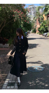 ディテールロングプリーツドレス