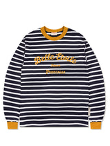 オーバーサイズフィット ストライプ チェーンロゴ ロングスリーブTシャツ マスタード (FCF3TS641M)