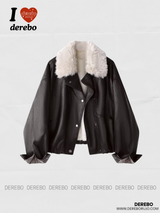 Custom Warm Fur Collar Leather Jacket