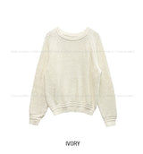 [Wool 20%] Dobby Line Alpaca Round Knit