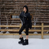 SEXXDEVIL Rib-Knit Waisted Bomber Jacket
