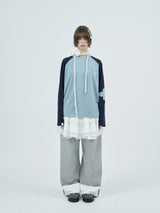 patched raglen t-shirts / sky