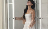 shu-a cream lace bustier long ops