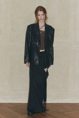 CUT-OUT LONG SKIRT black