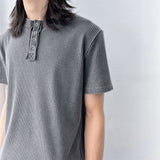 Faded Ribbed Henley Shirt