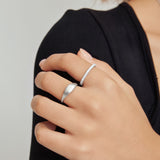 Dome Plain 925 Silver +Rhodium Plating Ring R058-05H