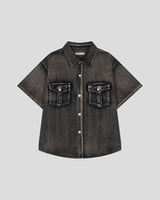 (UNISEX)スラブデニムオーバーシャツ