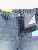 Back cut denim pants