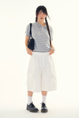 Momo stripe collar crop tee