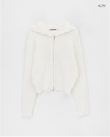 [MADE] Verno Cable Hood Knit Zip-up Cotton 60%