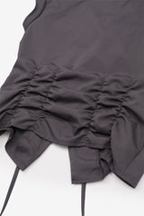 Low shirring button-up blouse