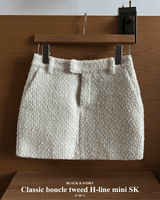 Classic boucle tweed H-line miniskirt (2 colors)