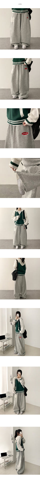 Neck Color Matching Raglan Line Knit Hood Zip-Up