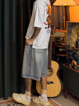 Milk Stripe Washed Bermuda Pants 2COLOR