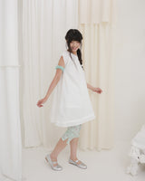 COUNTRY FLARE LINEN DRESS / WHITE