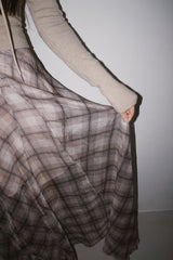 Long Check Chiffon Sharalla Skirt