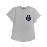 ハートロックドットクロップTシャツ (グレー)