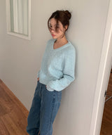 ボカシケーブルニット