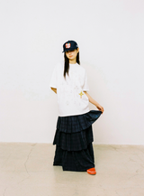 Twister Star Check Tiered Skirt - Navy  