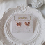 プチデイリーリボンピアス - Rosegold Color
