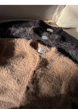 [Unisex] Hairy crop round knit cardigan(3color)