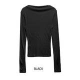 オータムシースルーボートネックTシャツ
