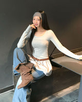 メローデザインロングスリーブカットソー (or Long-Sleeve Top)