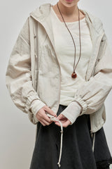 String Hoodie Windbreaker_Beige