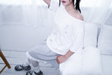 Needle note one shoulder top /white