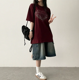 フェイスハートボクシーフィット半袖Tシャツ