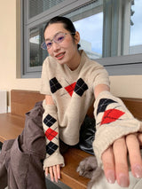Shine Argyle Handwarmer Knit