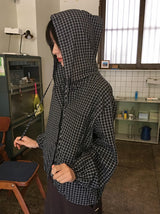 アティルチェックフード長袖シャツ