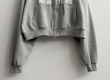New York Lettering Two Way Cropped Hooded Zip-Up