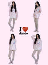 satin pink V-neck block core sweatshirt