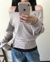 メンディ ワッフル レイヤード スウェットシャツ
