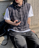 Crinkle Check Hooded Anorak Vest