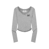 SUNNIOR LACE V-NECK LONG SLEEVE T (3Color)