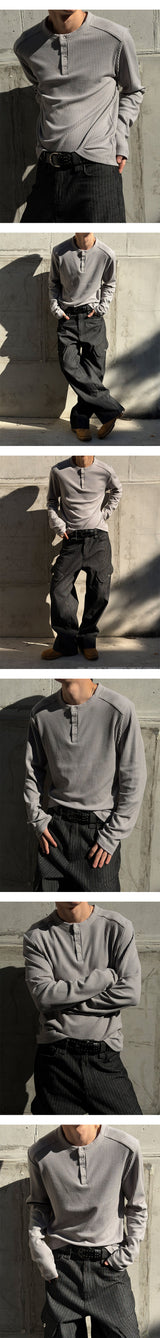[MUSCLE FIT] Golgi raglan henry neck knit(3color)