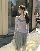 thin & flower square sleeveless top