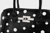 Dotcore Polka Dot Glossy Leather Boston Bag
