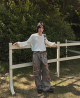 コンストブリングダメージワイドデニム