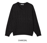 [U-BASIC] ヒナVネックケーブルニット
