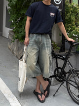 Fairy half cargo denim pants